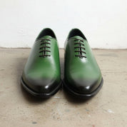 Men's Green and Black Plain-Toe Leather Oxfords — Langford