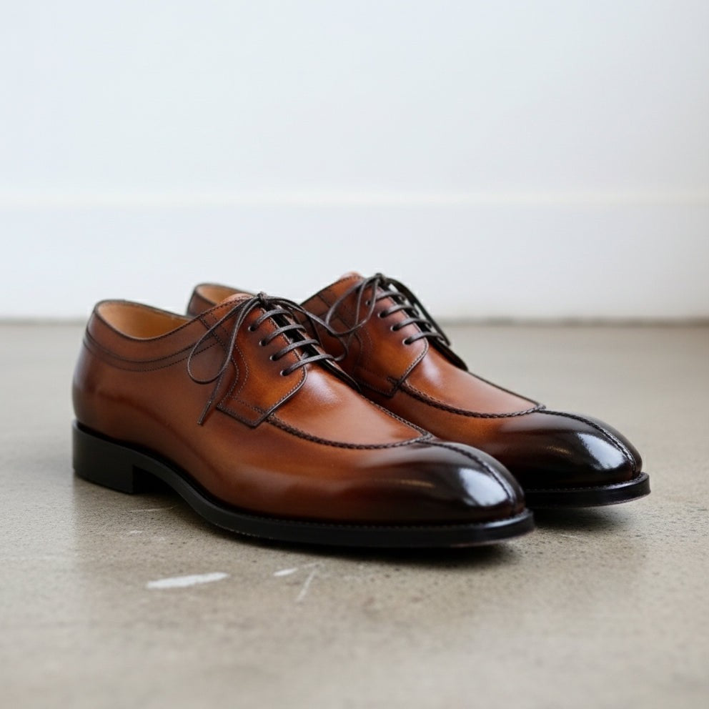 Men's Brown Split-Toe Leather Derbys — Harper