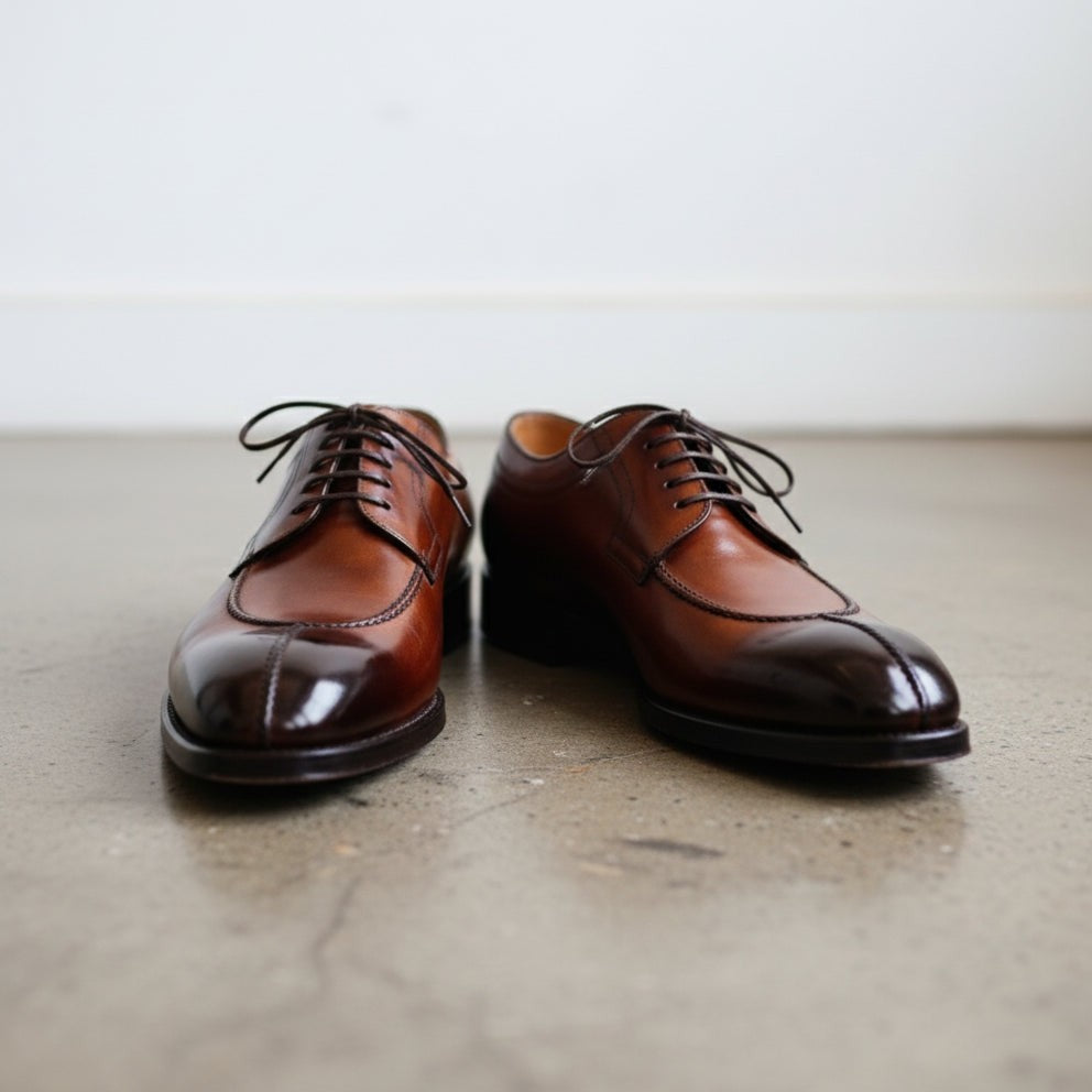 Men's Brown Split-Toe Leather Derbys — Harper