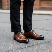 Men's Brown Split-Toe Leather Derbys — Harper