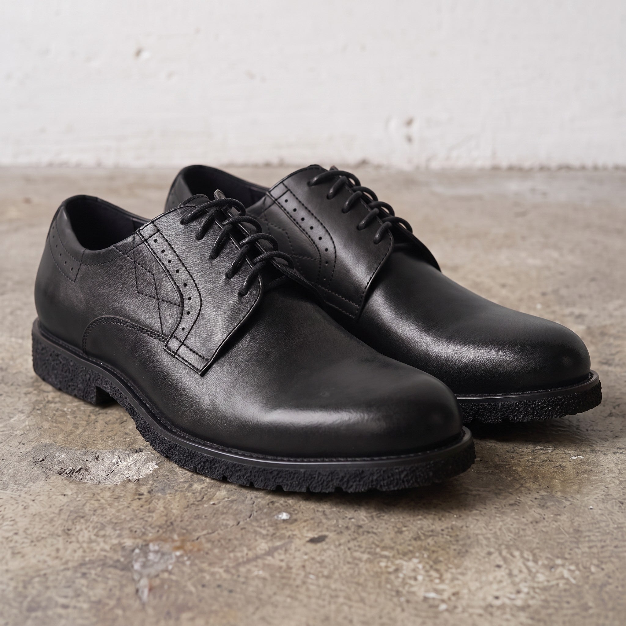 Men's Black Plain-Toe Leather Derbys — Birling