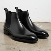 Men's Black Plain-Toe Leather Chelsea Boots — Connolly