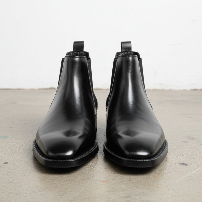 Men's Black Plain-Toe Leather Chelsea Boots — Connolly