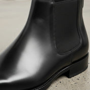 Men's Black Plain-Toe Leather Chelsea Boots — Connolly