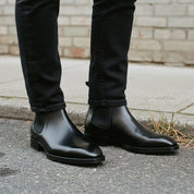 Men's Black Plain-Toe Leather Chelsea Boots — Connolly