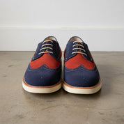 Men's Red and Navy Two-Tone Wingtip Suede Derby Shoes — Goodall