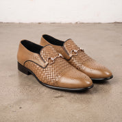 Men's Tan Cap-Toe Leather Bit Loafers — Hodson