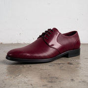 Men's Burgundy Perforated Leather Derby Shoes — Ingham