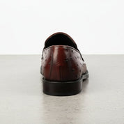 Men's Reddish-Brown Crocodile-Embossed Leather Penny Loafers — Brockton