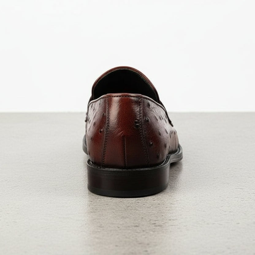 Men's Reddish-Brown Crocodile-Embossed Leather Penny Loafers — Brockton