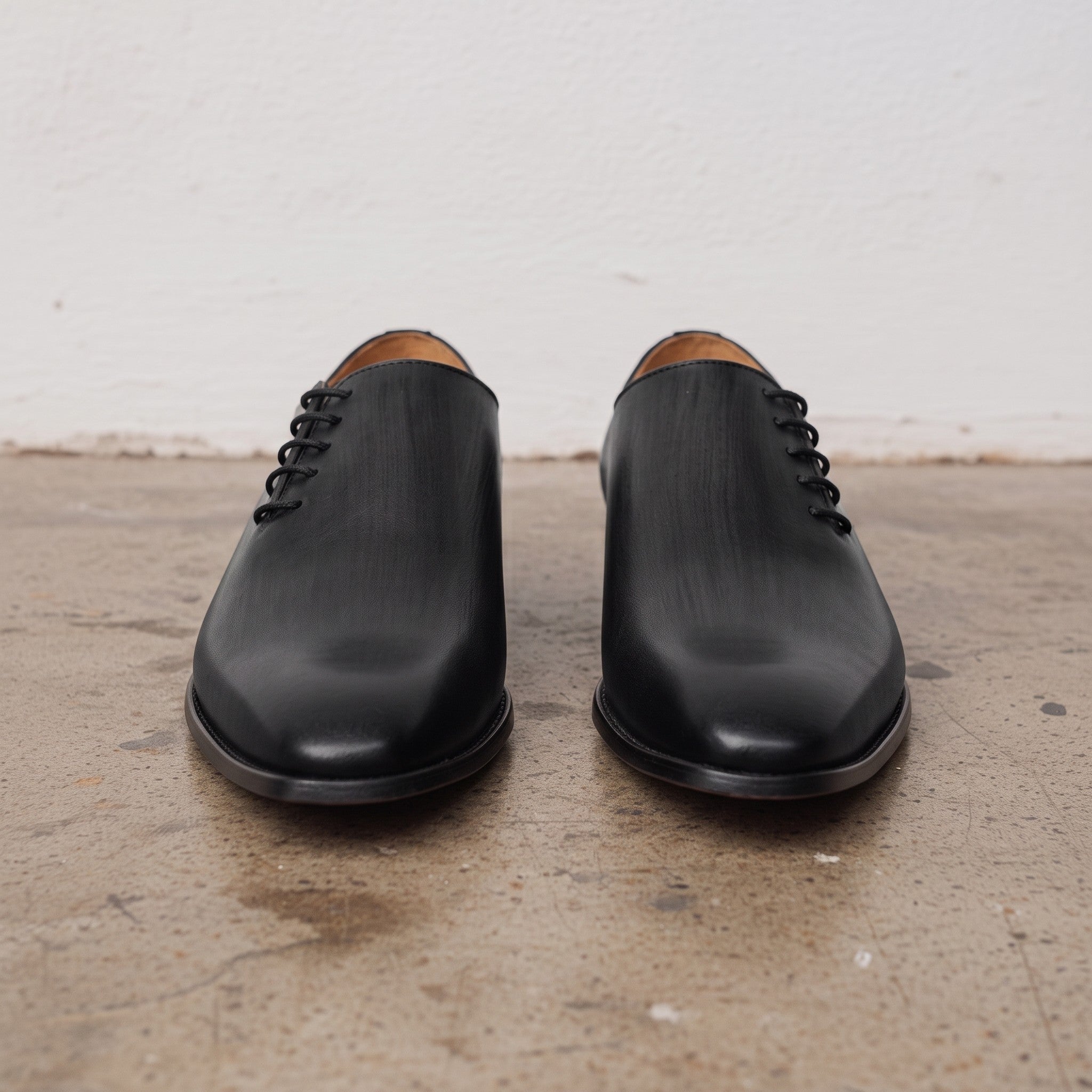 Men's Black Wholecut Leather Oxfords — Perceval