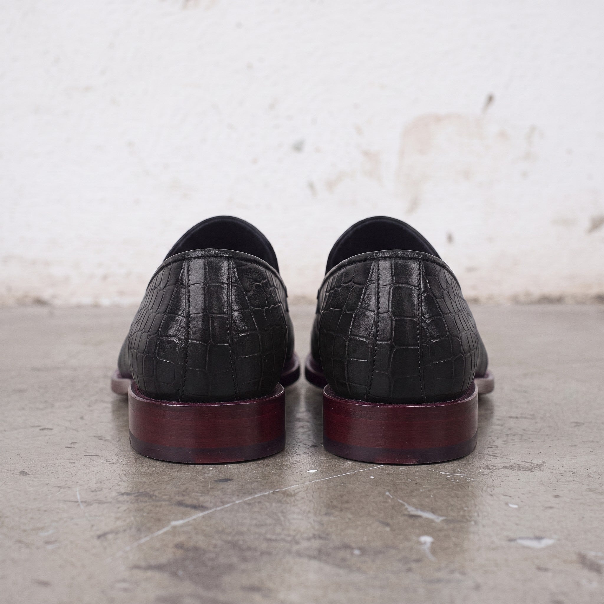 Men's Black Alligator-Embossed Leather Loafers — Hayley