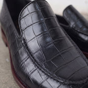 Men's Black Alligator-Embossed Leather Loafers — Hayley