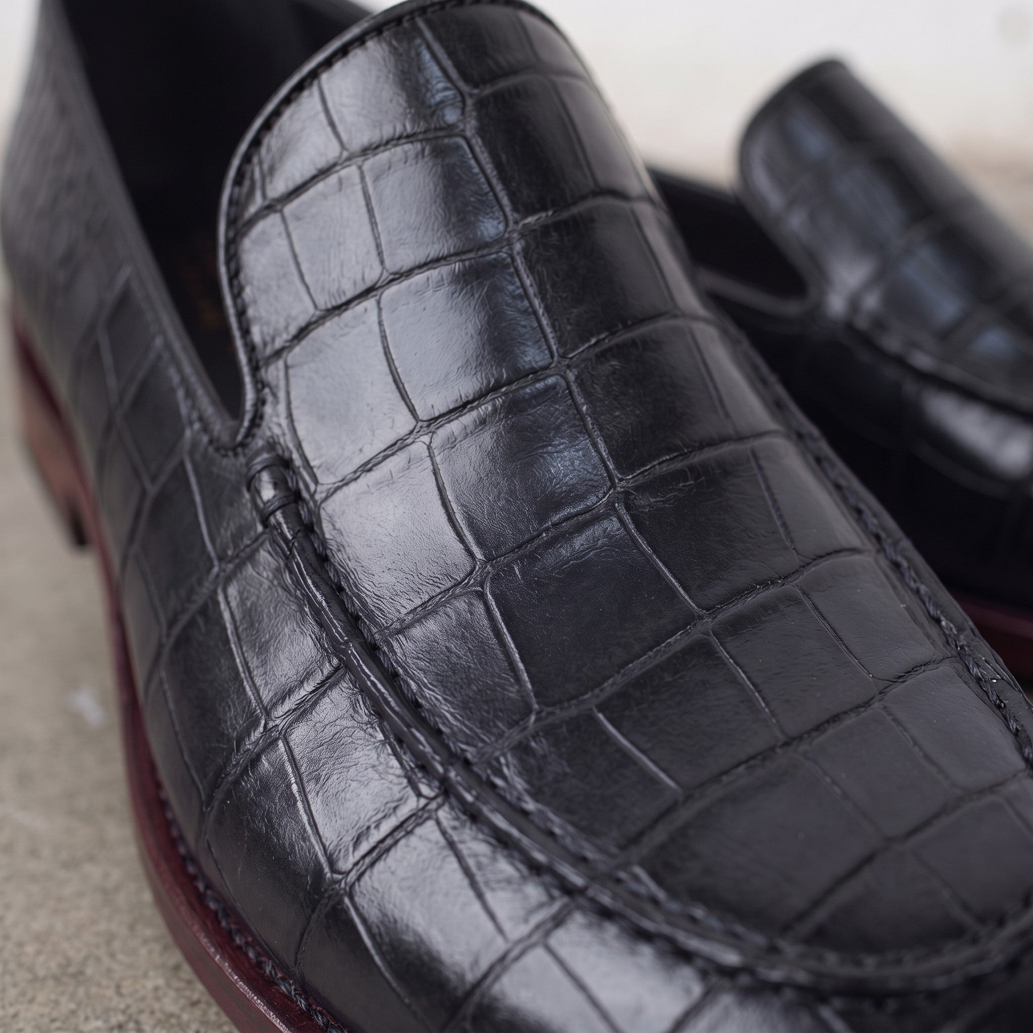 Men's Black Alligator-Embossed Leather Loafers — Hayley