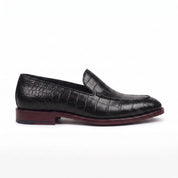 Men's Black Alligator-Embossed Leather Loafers — Hayley