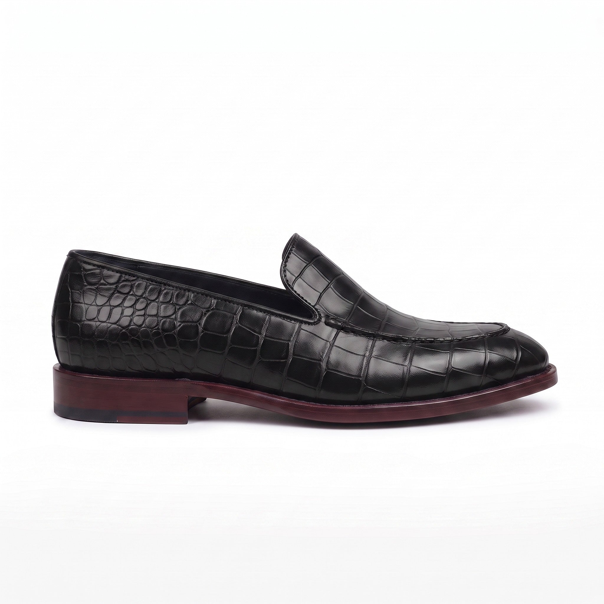 Men's Black Alligator-Embossed Leather Loafers — Hayley