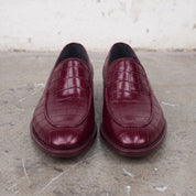Men's Burgundy Alligator-Embossed Leather Loafers — Hayley