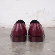 Men's Burgundy Alligator-Embossed Leather Loafers — Hayley