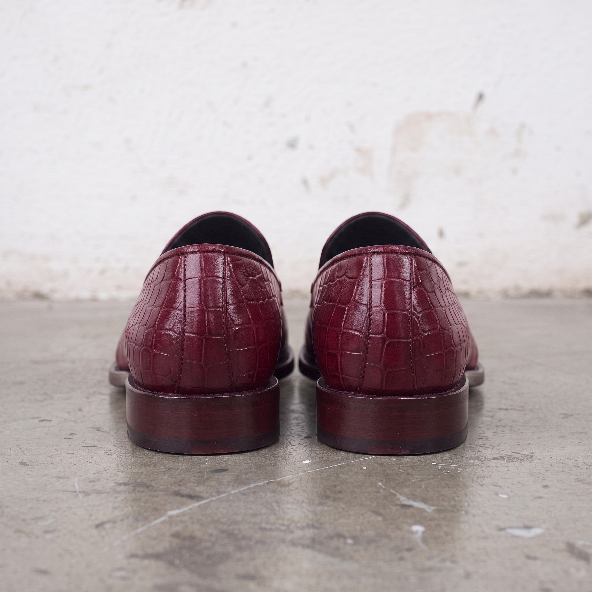 Men's Burgundy Alligator-Embossed Leather Loafers — Hayley