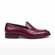 Men's Burgundy Alligator-Embossed Leather Loafers — Hayley
