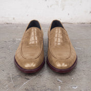 Men's Tan Alligator-Embossed Leather Loafers — Hayley