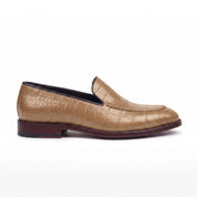 Men's Tan Alligator-Embossed Leather Loafers — Hayley
