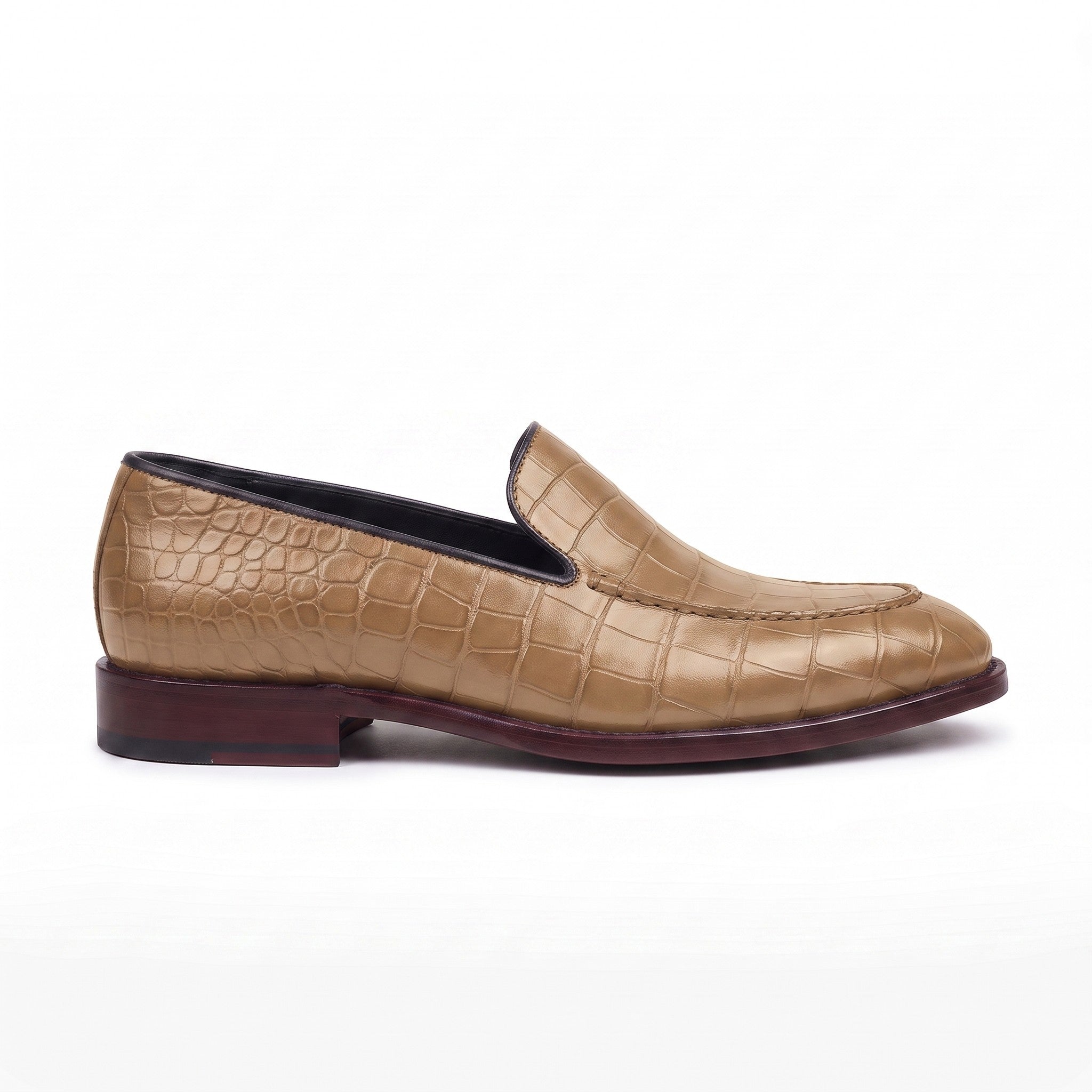 Men's Tan Alligator-Embossed Leather Loafers — Hayley