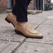 Men's Tan Alligator-Embossed Leather Loafers — Hayley