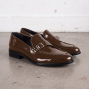 Men's Brown Patent Leather Monk Strap Loafers — Lofthouse