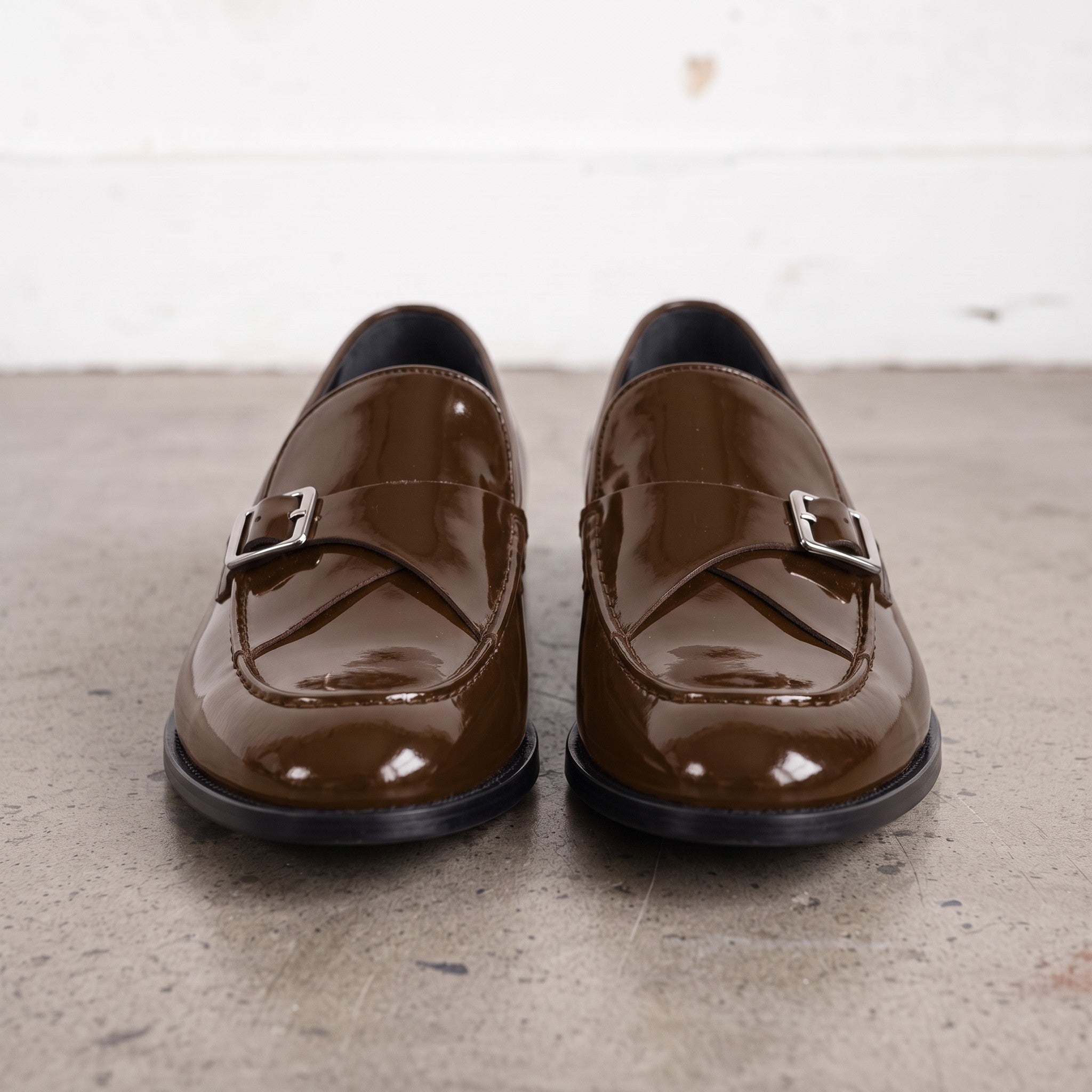 Men's Brown Patent Leather Monk Strap Loafers — Lofthouse