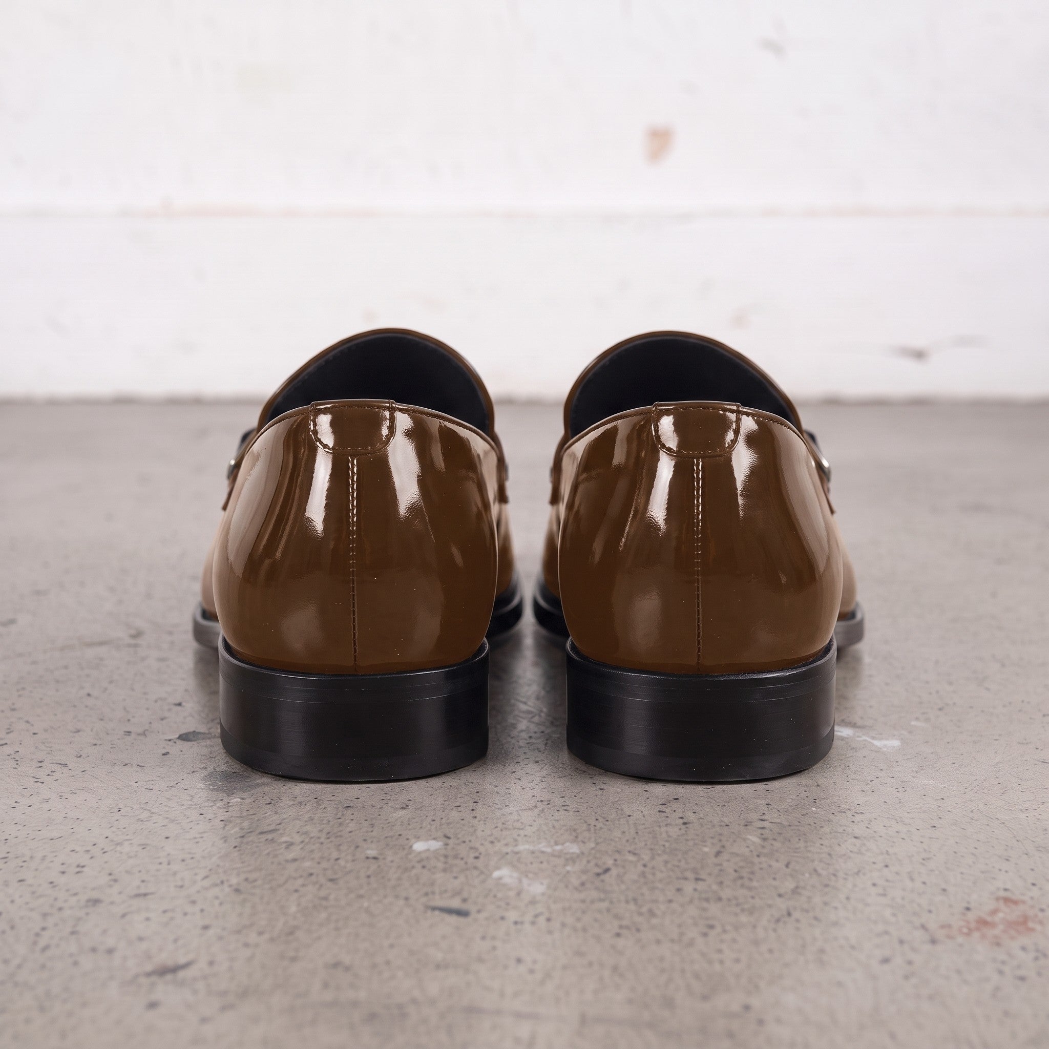 Men's Brown Patent Leather Monk Strap Loafers — Lofthouse