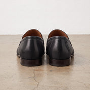 Men's Black Perforated Leather Penny Loafers — Warwick
