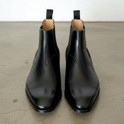 Men's Black Plain-Toe Leather Chelsea Boots — Hockin