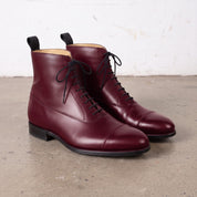 Men's Burgundy Cap-Toe Leather Oxford Boots — Wingham