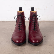 Men's Burgundy Cap-Toe Leather Oxford Boots — Wingham