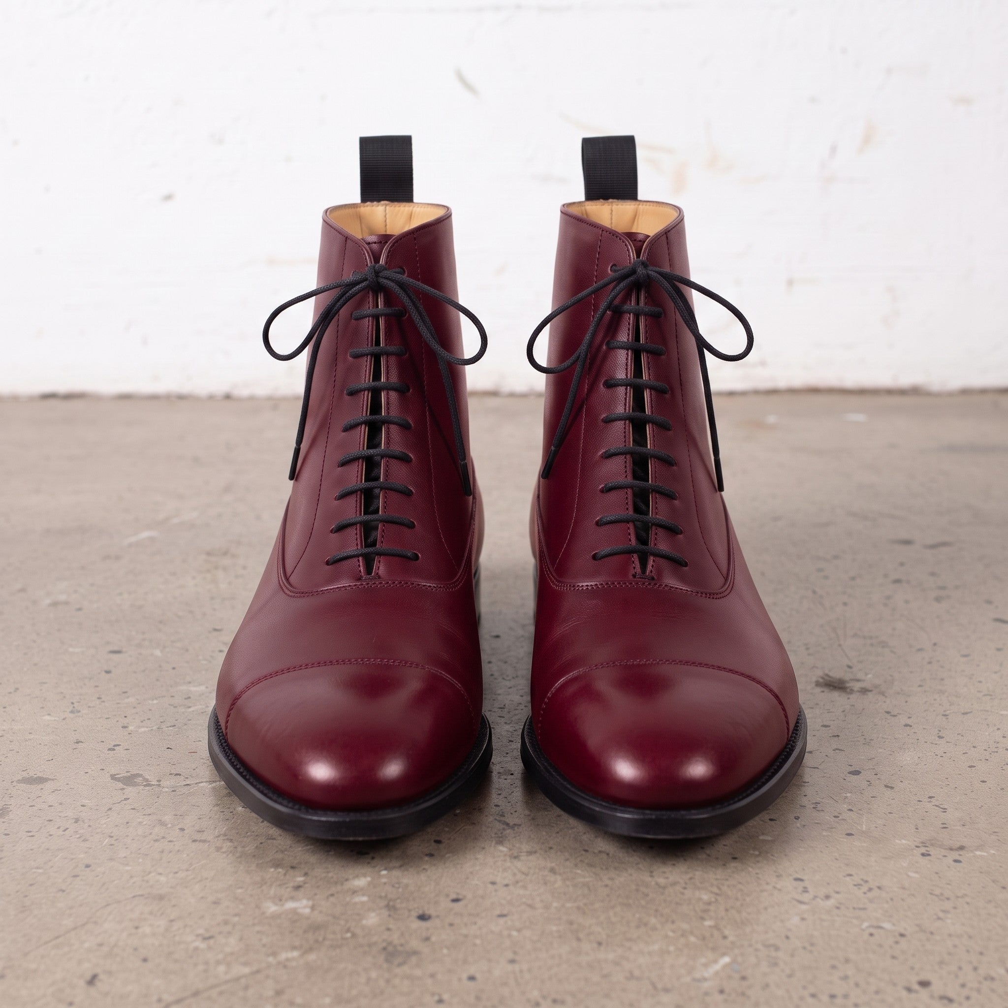 Men's Burgundy Cap-Toe Leather Oxford Boots — Wingham