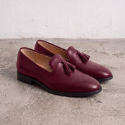 Men's Burgundy Leather Tassel Loafers — Gorman