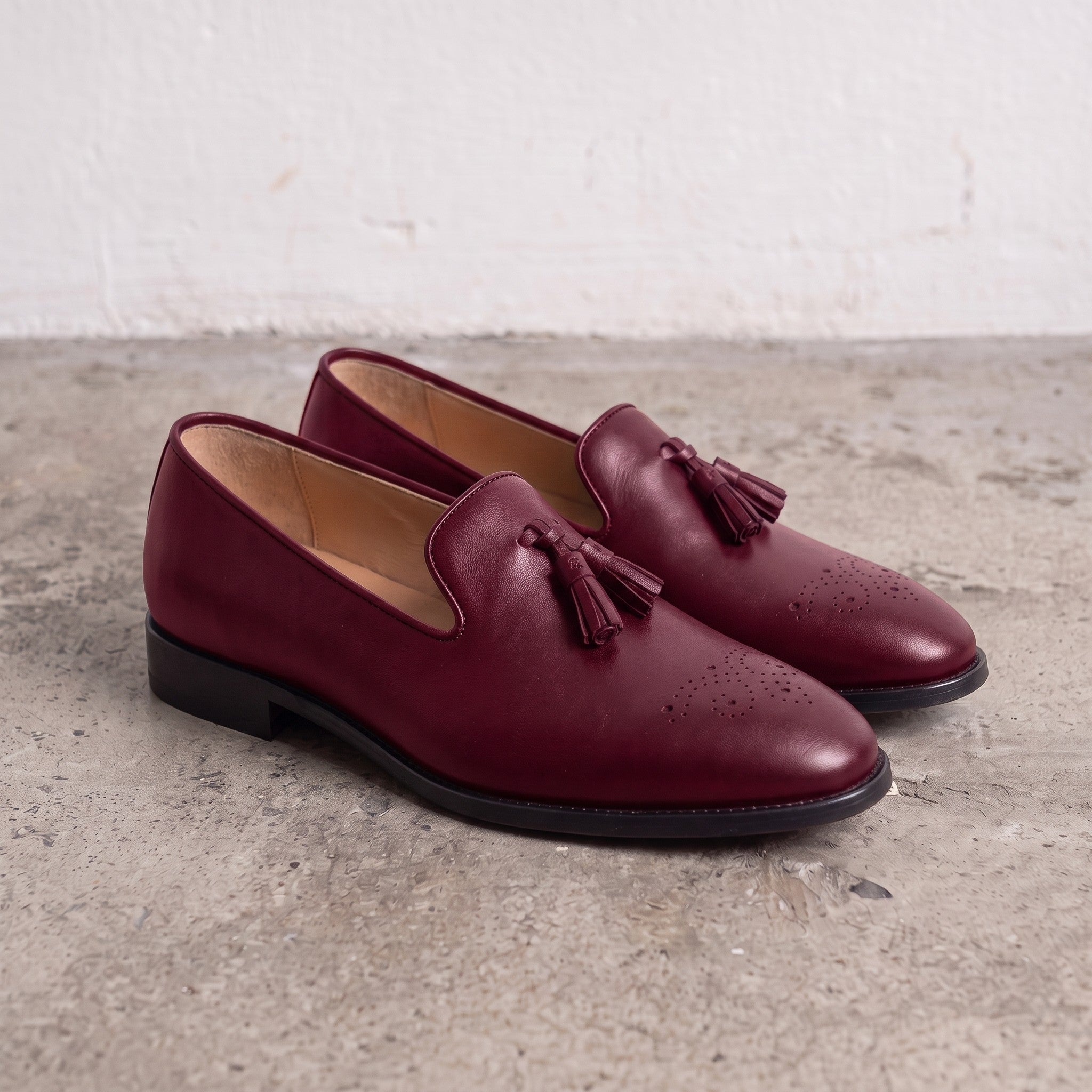Men's Burgundy Leather Tassel Loafers — Gorman