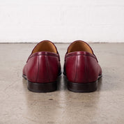 Men's Burgundy Apron-Toe Leather Penny Loafers — Bradley