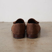 Men's Brown Apron-Toe Suede Tassel Loafers — Crawshaw