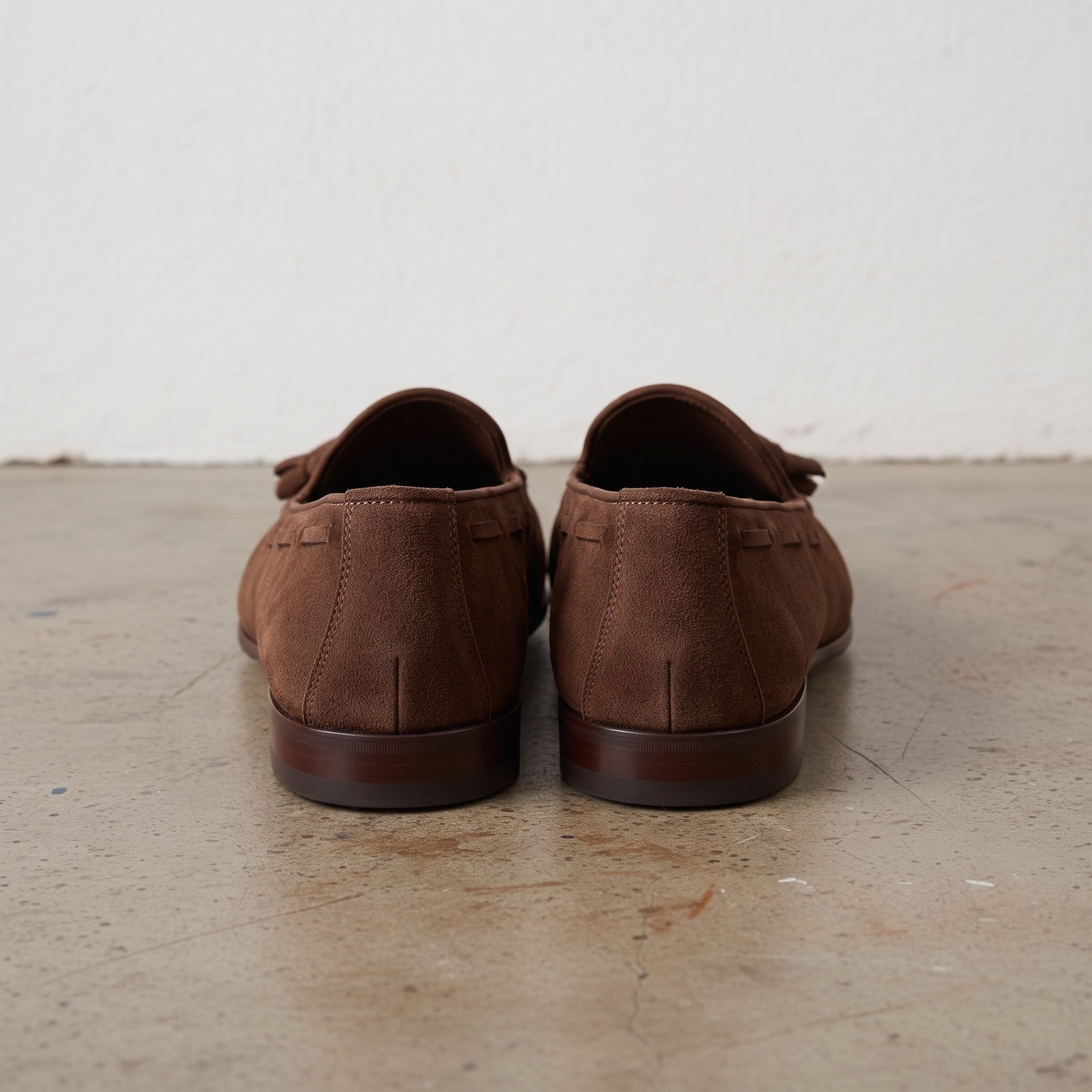 Men's Brown Apron-Toe Suede Tassel Loafers — Crawshaw
