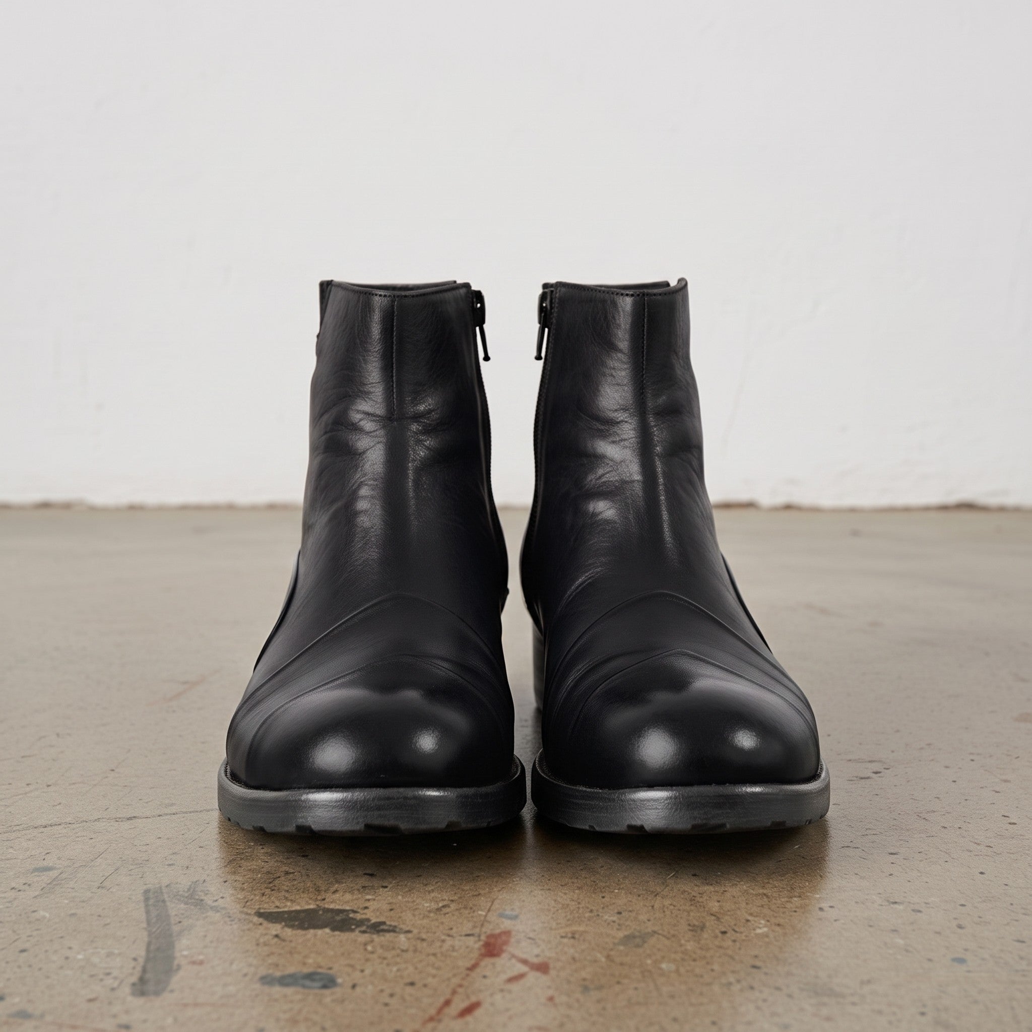 Men's Black Leather Cap-Toe Ankle Zip Boots — Berkshire
