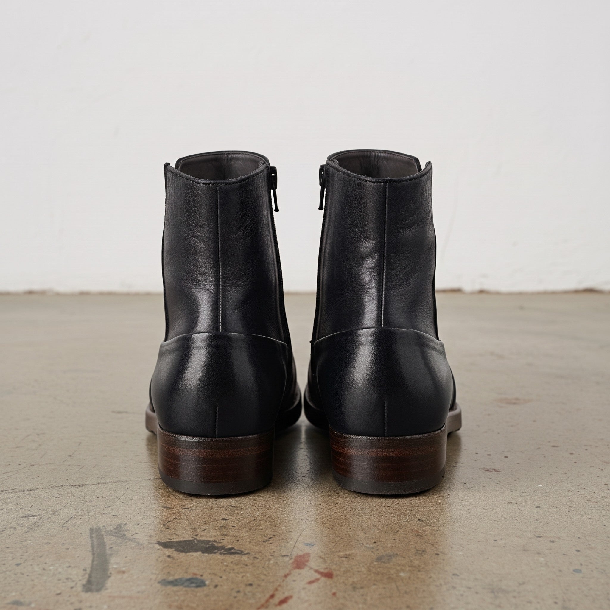 Men's Black Leather Cap-Toe Ankle Zip Boots — Berkshire