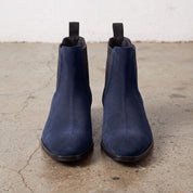 Men's Navy Blue Suede Chelsea Boots — Calder