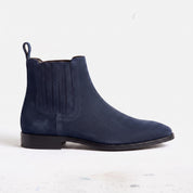 Men's Navy Blue Suede Chelsea Boots — Calder