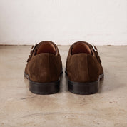 Men's Brown Suede Double Monk Strap Shoes — Lowell