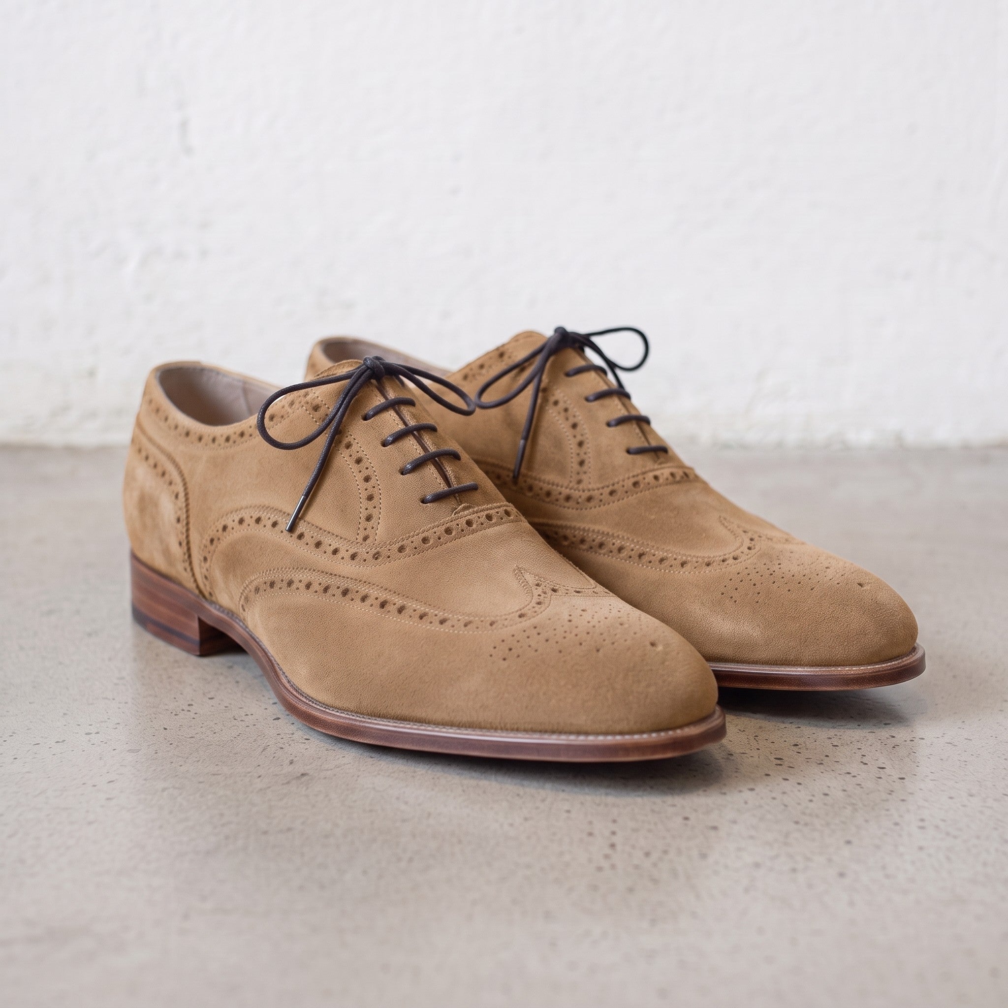 Men's Tan Wingtip Suede Oxfords — Galsworthy