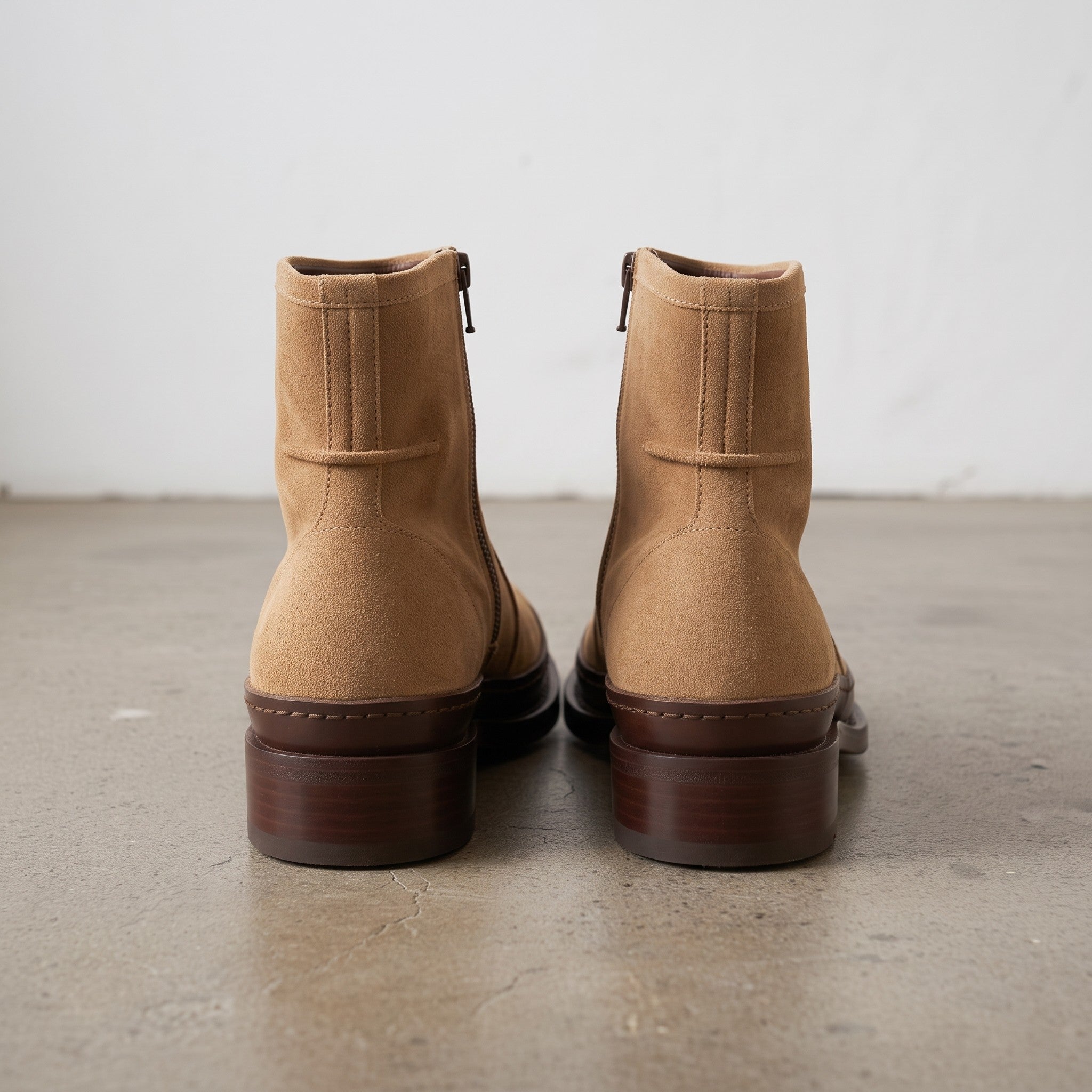 Men's Tan Plain-Toe Suede Ankle Boots — Dinham
