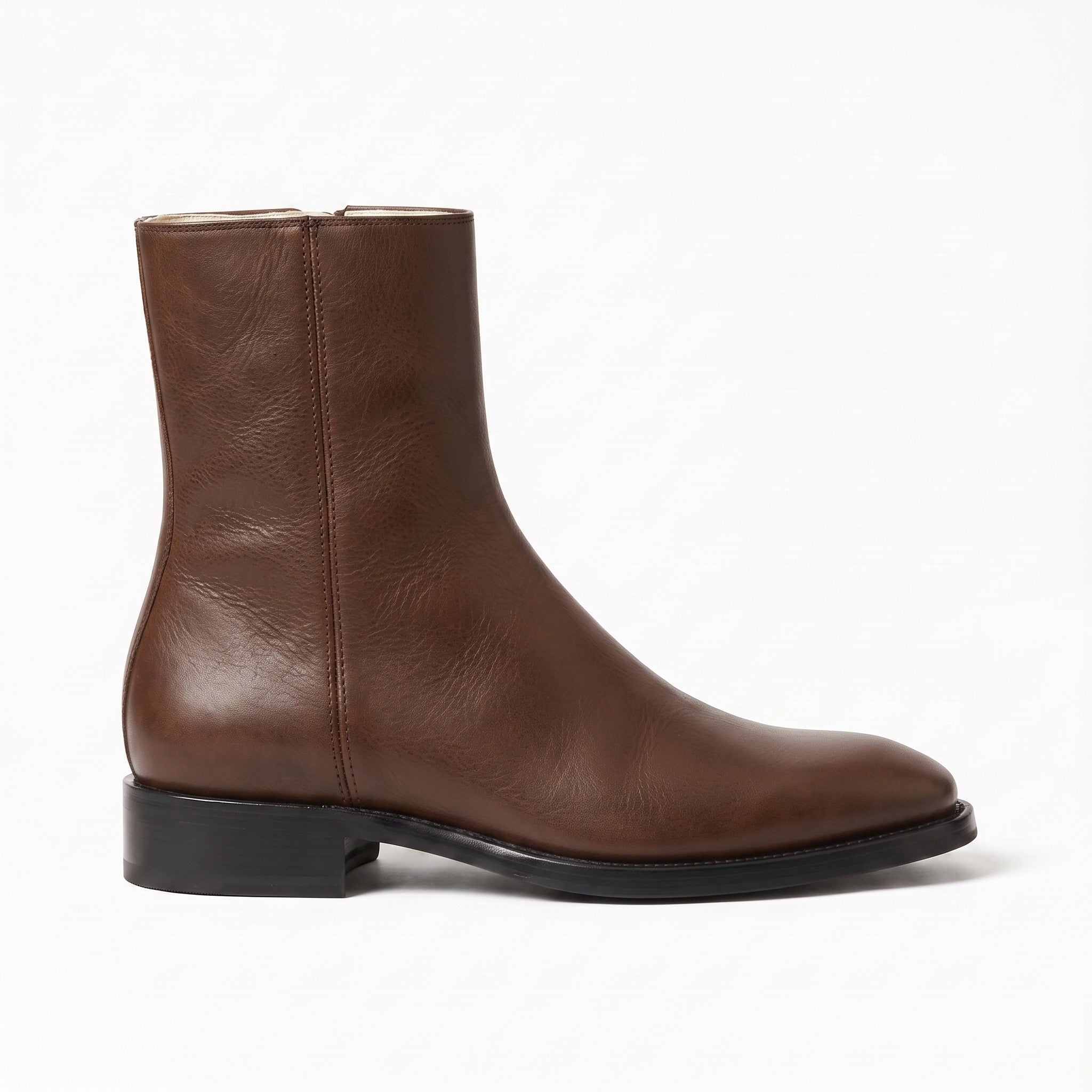 Men's Brown Plain-Toe Leather Ankle Boots — Billingsley