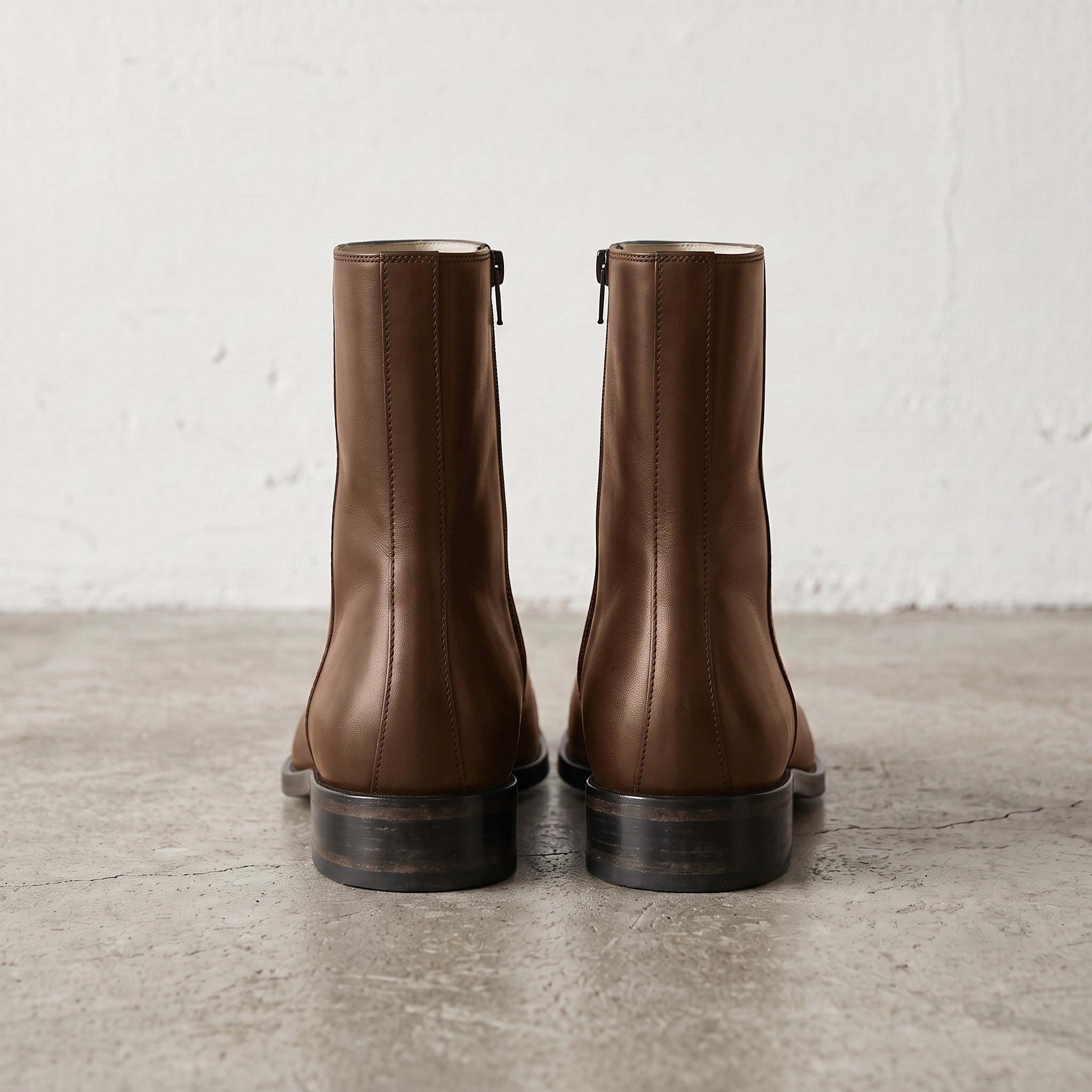 Men's Brown Plain-Toe Leather Ankle Boots — Billingsley